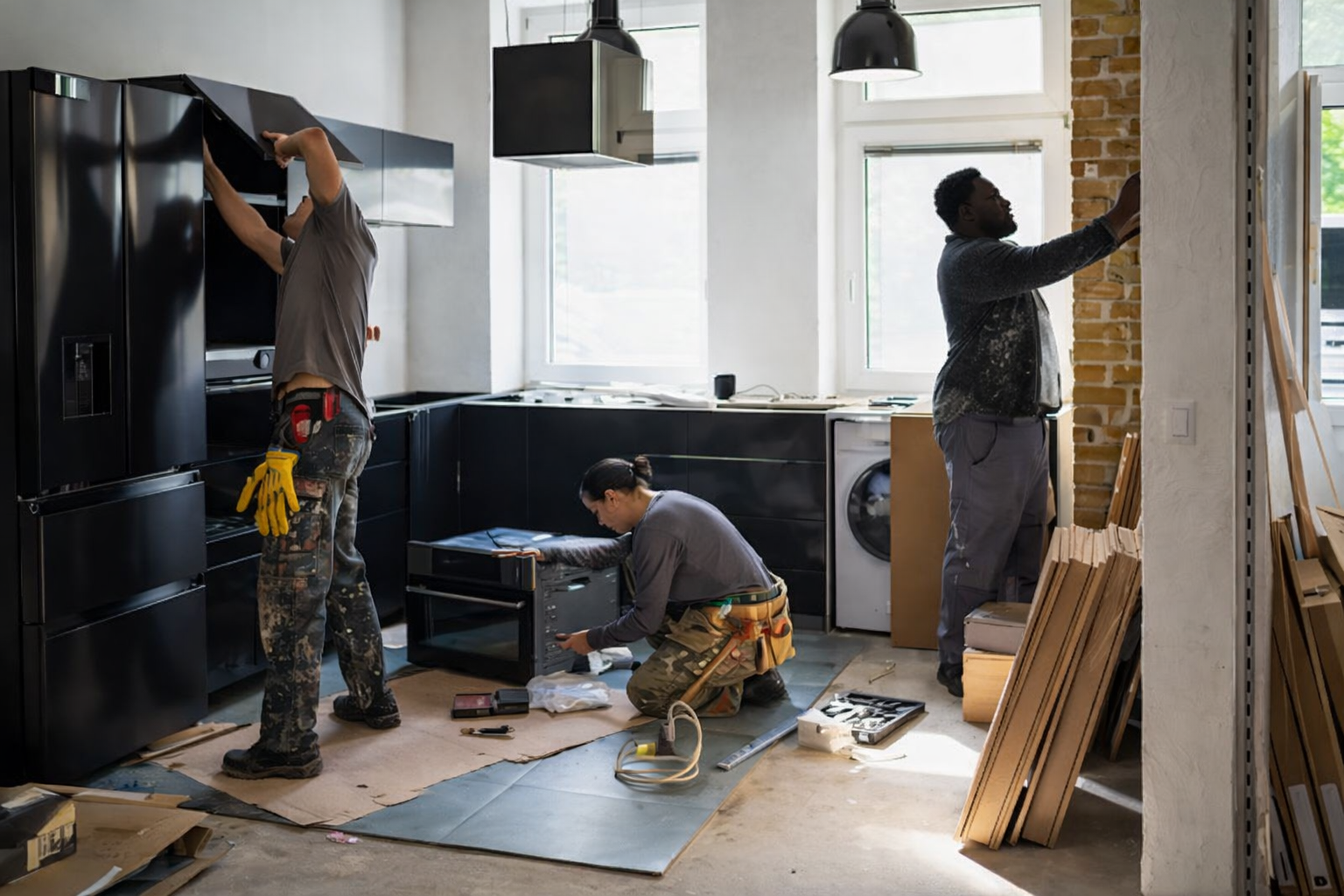 Construction Workers Inside House